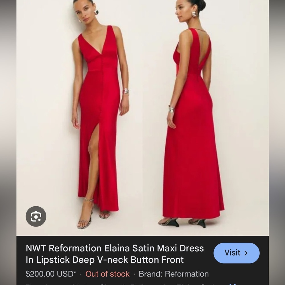 Reformation Elaina Red Satin Maxi Dress